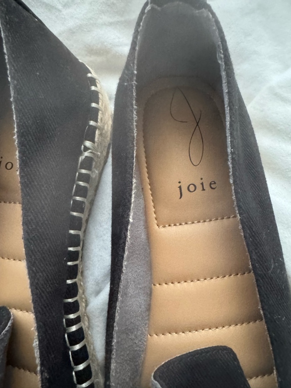Joie Black Slip-On Espadrille Flats with Braided Sole